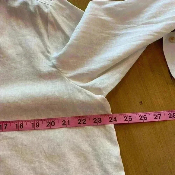 Pilcro Womens Linen Viscose White Feminine Ruffle Button Down Blouse large - Picture 13 of 16